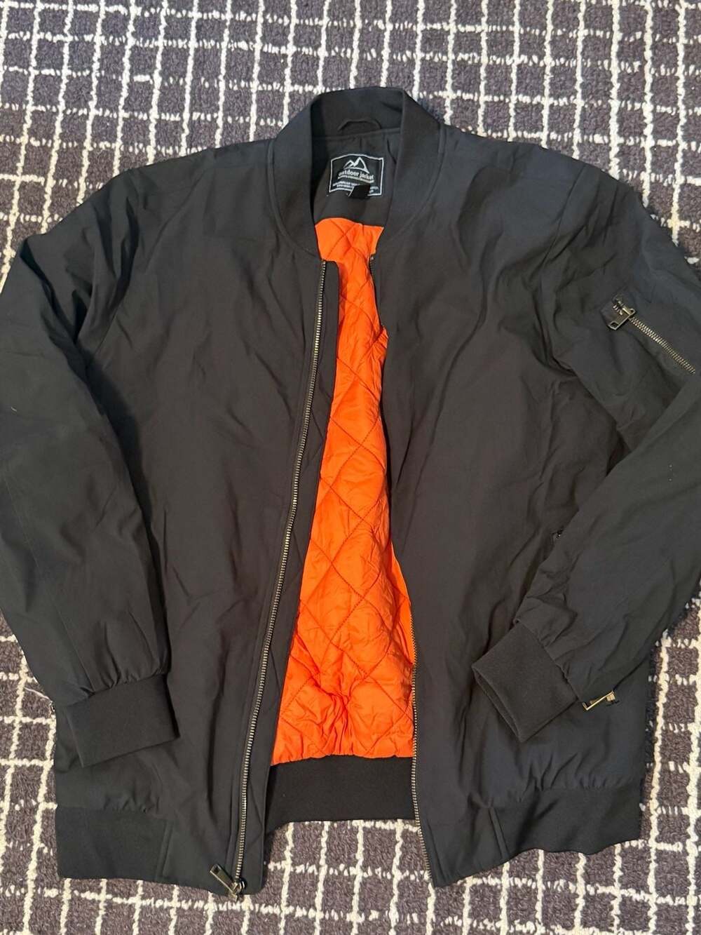 Outdoor Jacket Bomber Jacket Size S Black Orange